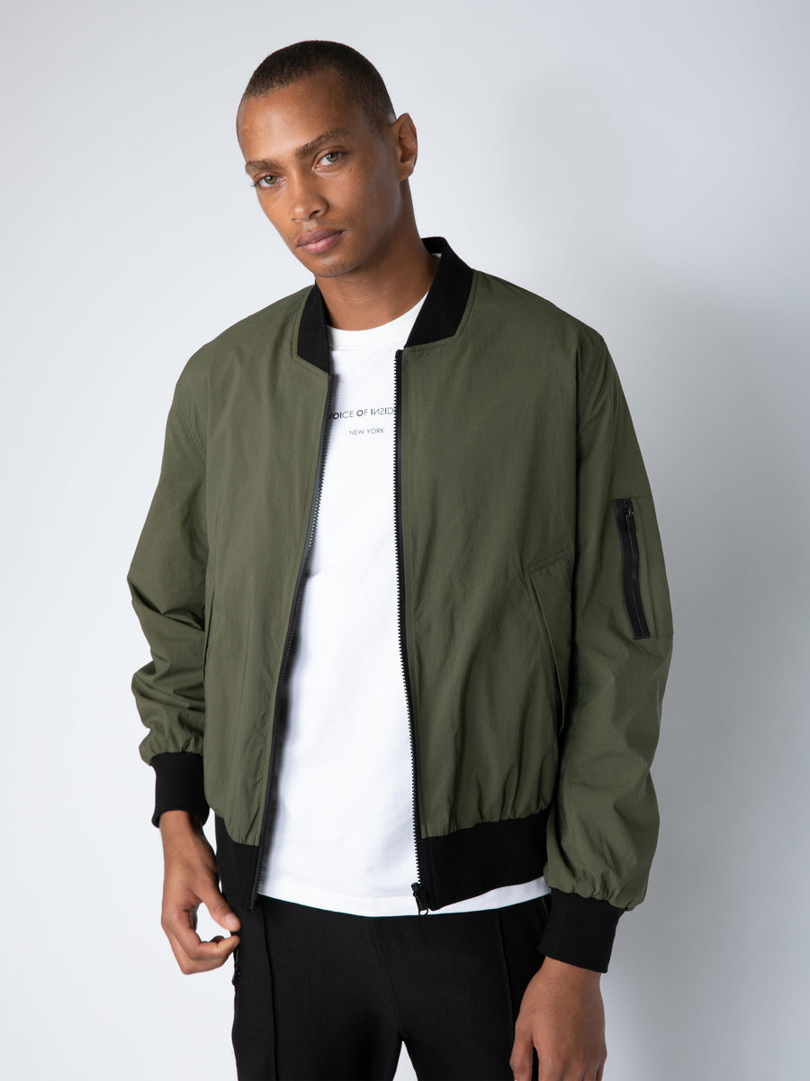 Reversible Bomber Jacket in Olive